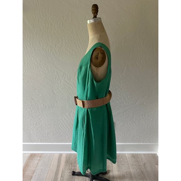 NINE WEST | Fit and Flare Dress Kelly Green with Belted Waist Size 16 Sleeveless - Picture 6 of 11